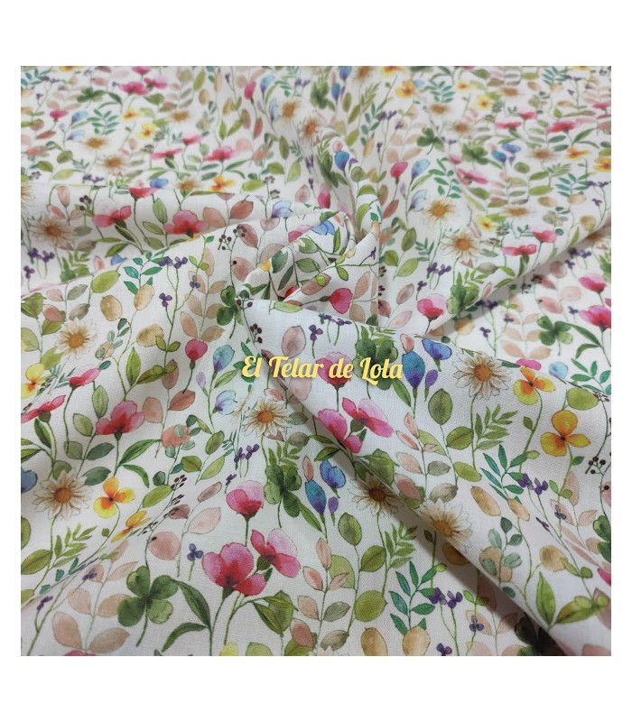 POPELIN FLORES HOJITAS CAPRI