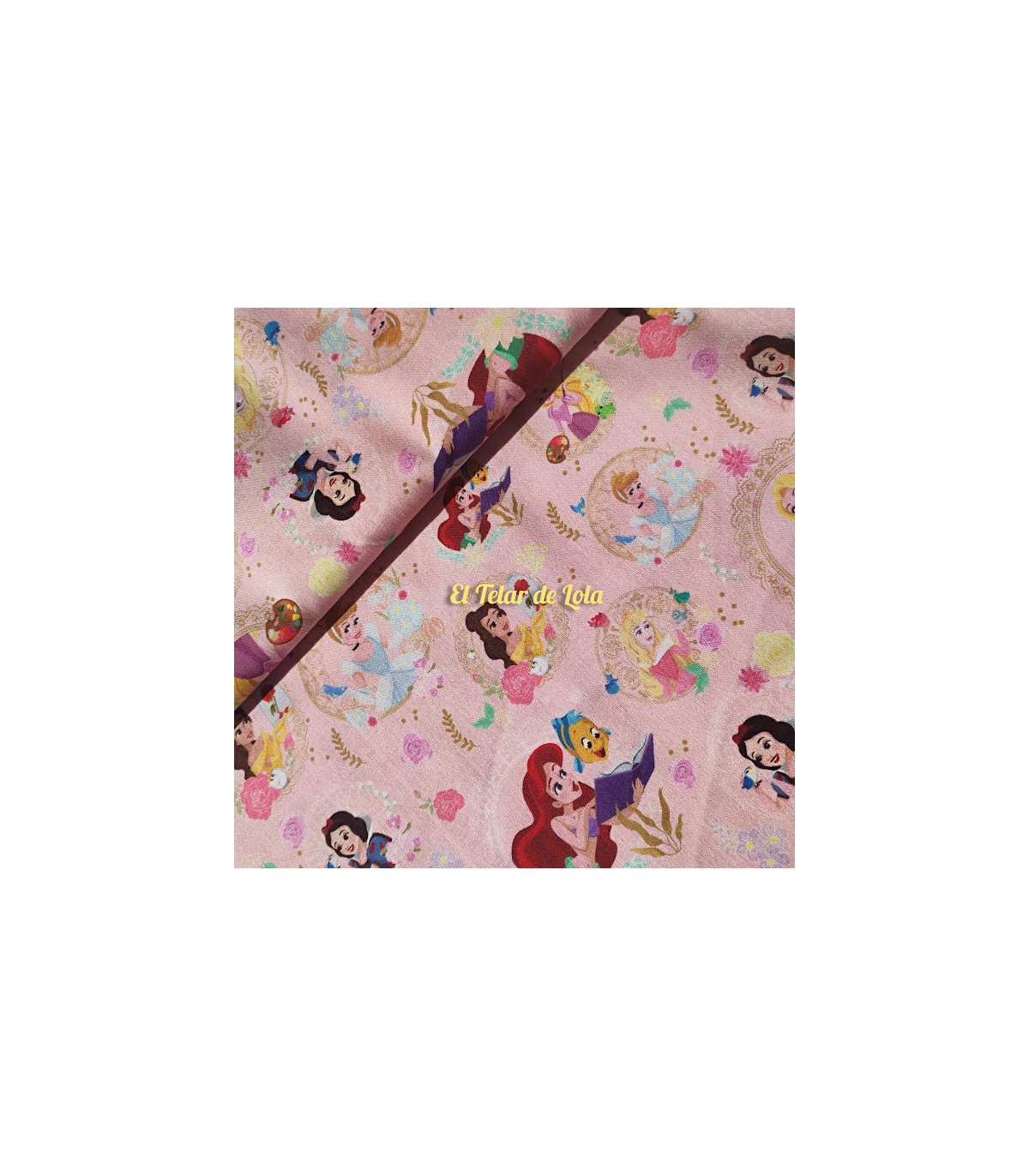 ALGODON PRINCESAS FONDO ROSA