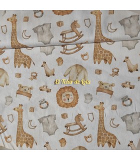 POPELIN ALGODON JIRAFAS