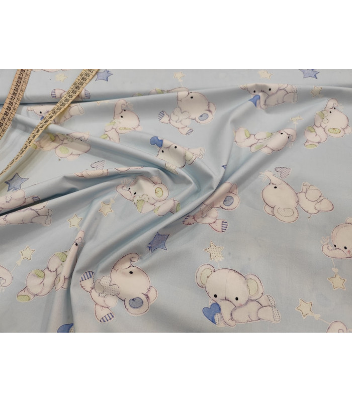 POPELIN ELEFANTES FONDO CELESTE