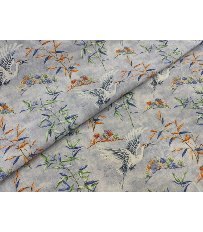 POPELIN ESTAMPADO GARZAS AZULON