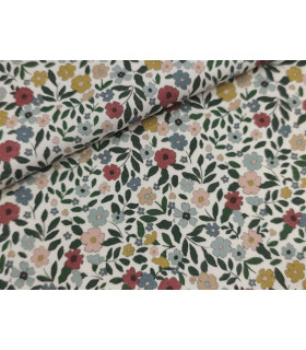 SARGA ALGODON FLORECILLAS GRANATE/MOSTAZA