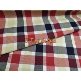 FRANELA CUADROS MARFIL/ROJO 25 CMS