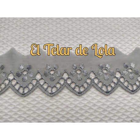 TIRA BORDADA GRIS 25 CMS